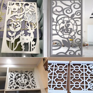 镂空雕花板隔断过道花格吊顶PVC木塑板玄关背景墙客厅屏风通花板