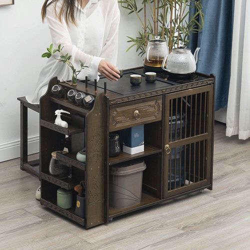 移动茶台茶车家用茶水柜实木小茶桌带轮茶几功夫茶具套装烧水一-