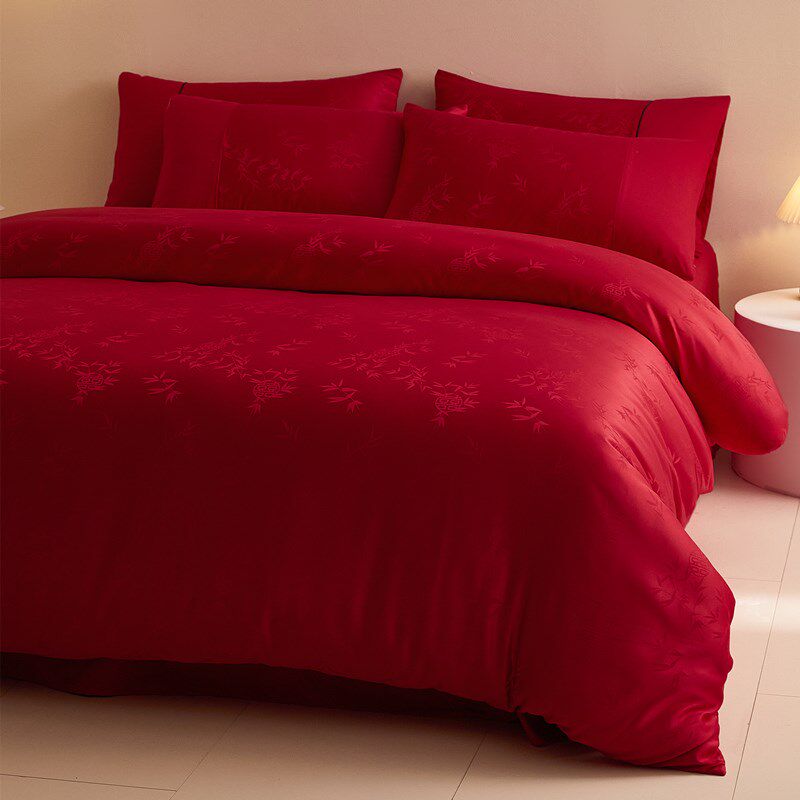 高级感简约爱心婚庆四件套红色被套新婚喜被喜庆结婚床上用品陪嫁,床上用品,婚庆床品套件,淘宝优惠券,粉丝福利购,淘宝优惠卷