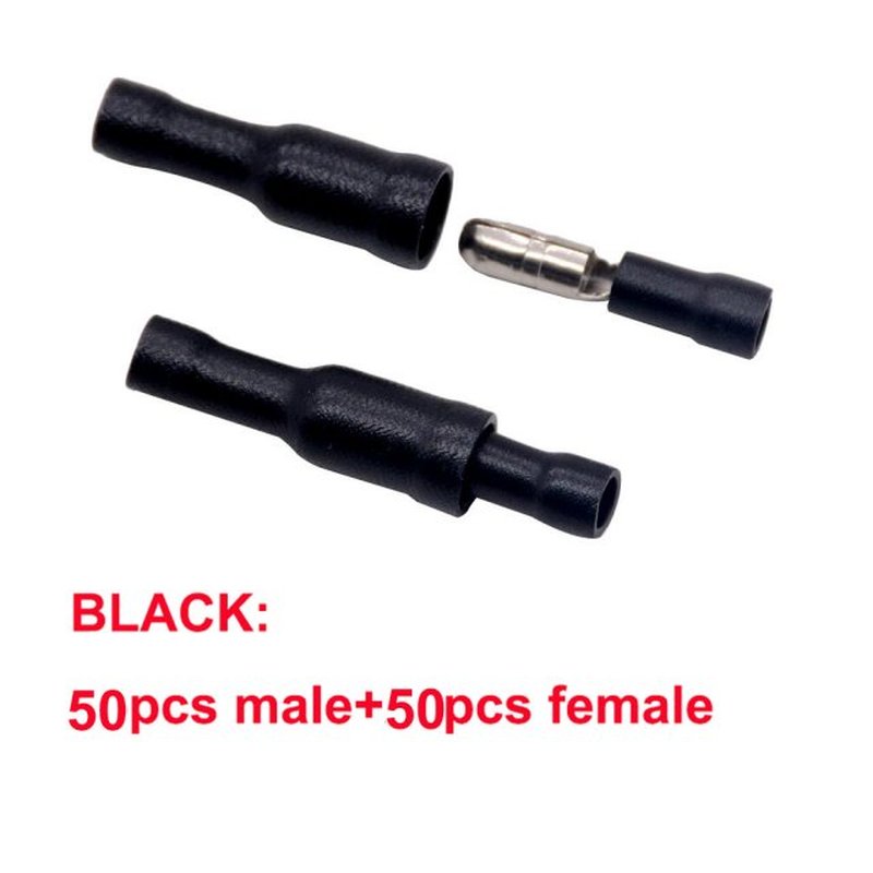 推荐100pcs BLACK Male Female Bullet Connector Insulating Joi 金属材料及制品 金属加工件/五金加工件 原图主图