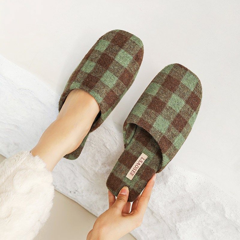春季时尚简约棋盘格家用拖鞋薄绒情侣棉拖鞋女室内牛筋底防滑居家,居家布艺,居家棉拖/棉鞋,淘宝优惠券,粉丝福利购,淘宝优惠卷
