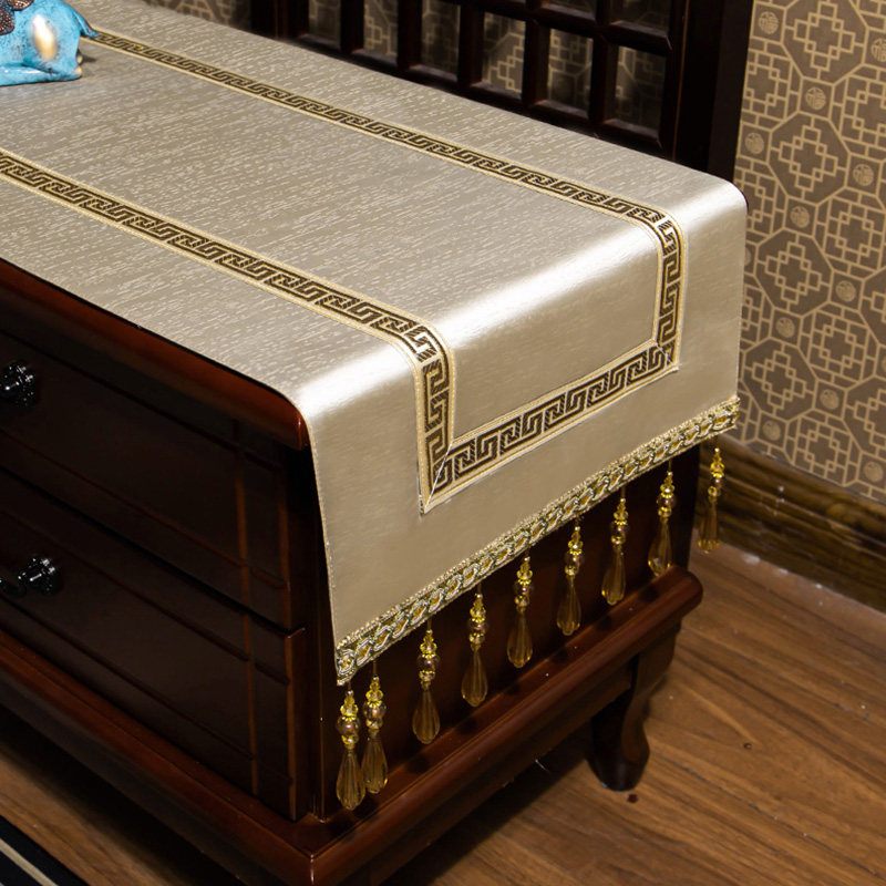 新中式电视柜盖布纯色桌布客厅茶几餐桌垫台布长方形桌旗布艺盖巾