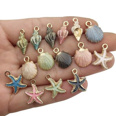 15Pcs Seashell Starfish Pendant DIY Craft Jewelry beach Wedd