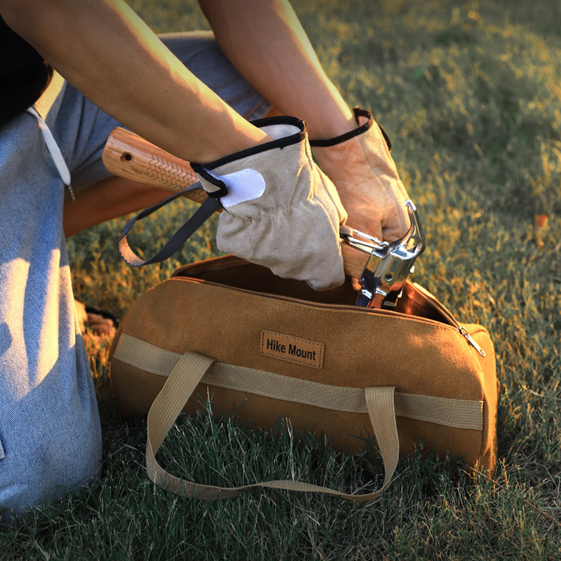 户外露营a工具包圆筒手拎地钉袋可携式整理包锤子帐篷地钉风绳收H