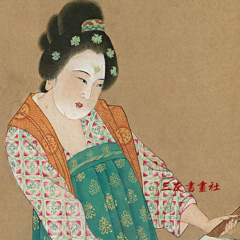 唐仕女画横幅h卷真仿古床头厅发餐沙装饰国画轴迹复制品捣 家居饰品 国画 原图主图