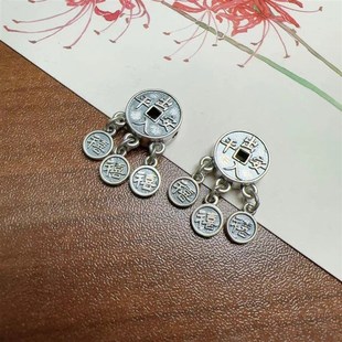 复古s9b25银祥云铃铛柿子提溜挂件diy手链材料手工串珠diy饰品配