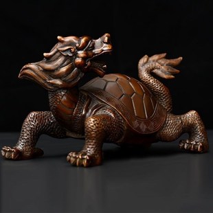 铜龙龟纯铜玄武武神兽摆D件镇宅铜龙龟摆件纯铜回头龟家居办公室