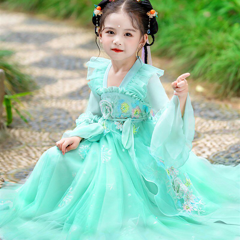 汉服女童连衣裙夏款2023夏装新款儿童古k装裙子六一演出服公主裙