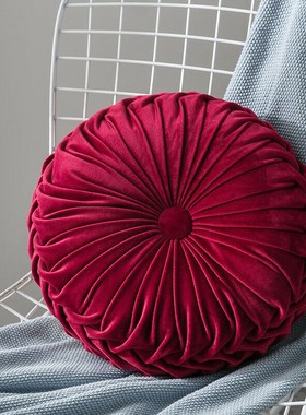 Velvet Pleated Round Floor Cushion Pillow Pouf Throw Home So