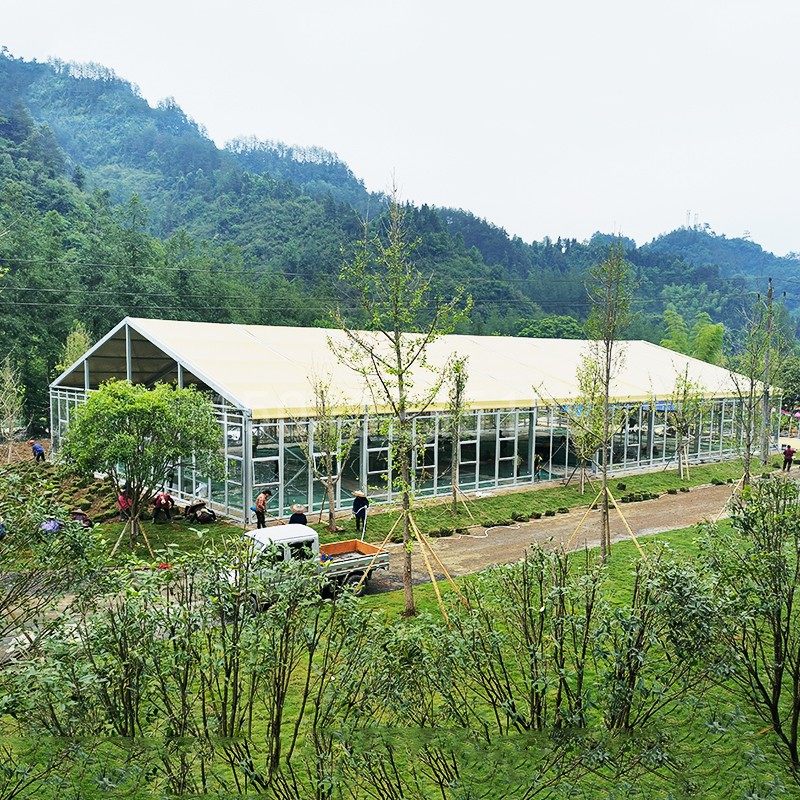 厂家定制户外铝合金展览仓储帐篷 四周玻璃墙体 婚庆餐厅活动篷房