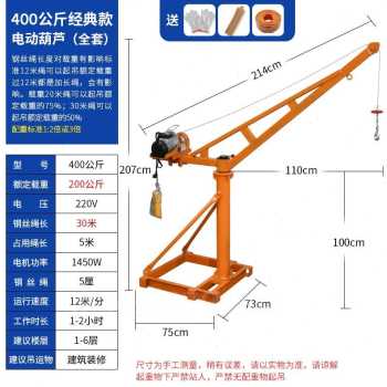 推荐新品新吊机家用小型升降建筑装修提升机1吨电动吊车220V立柱