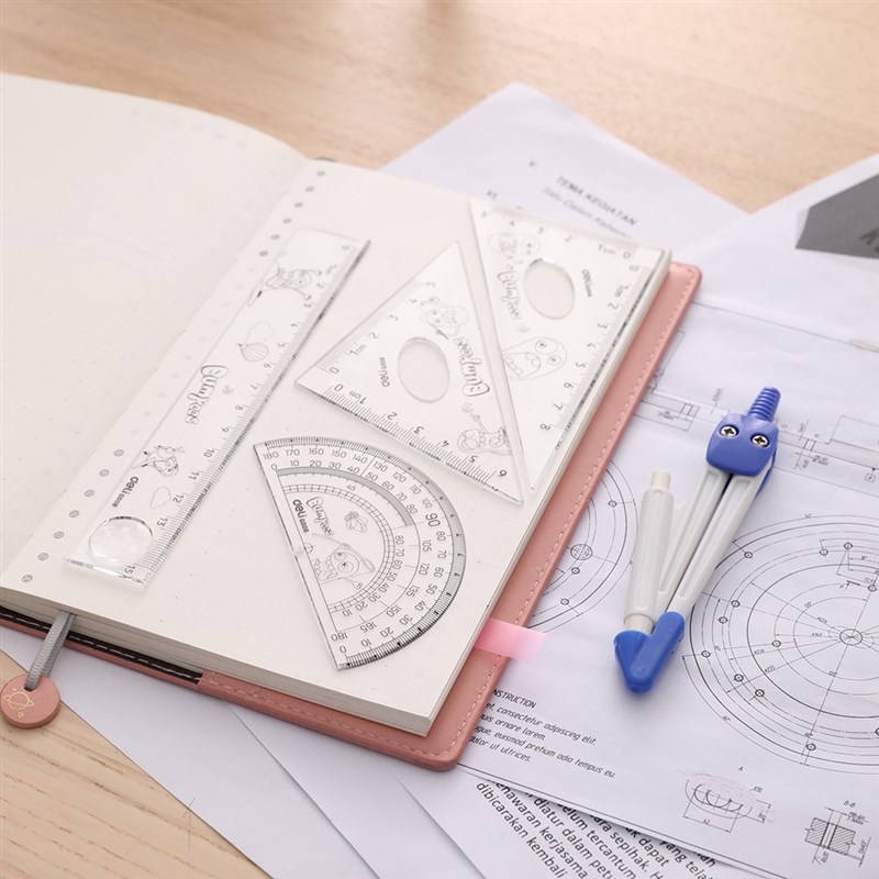 E9598 Drafting set 5pcs Ruler Set Squares Protractor Compass