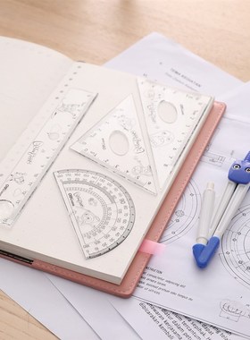 E9598 Drafting set 5pcs Ruler Set Squares Protractor Compass
