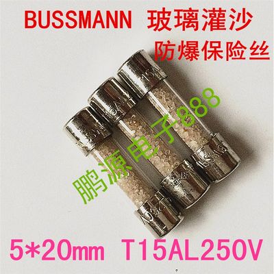 进口原装BUSSMANN灌沙玻璃保险丝5*20 TD15AL250V BK/S506-15-R