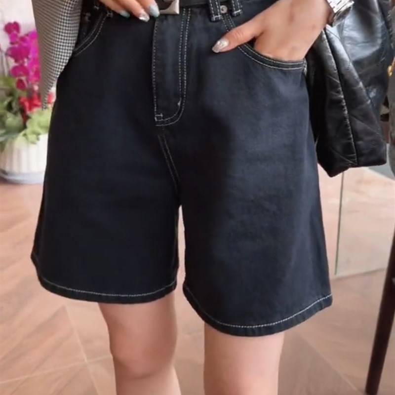 2024夏季新款大码高腰薄款牛仔短裤女胖妹妹mm宽松显瘦中裤五分裤