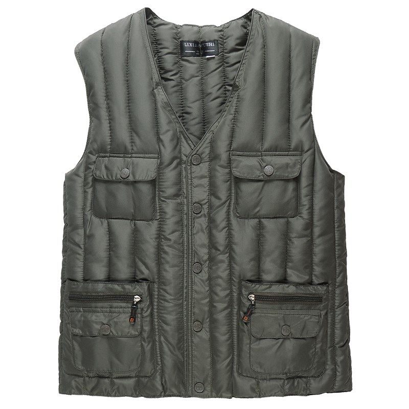 羽绒棉马甲男士冬季中老年人休闲保暖背心多兜v领坎肩爸爸装马夹,男装,常规马甲,淘宝优惠券,粉丝福利购,淘宝优惠卷