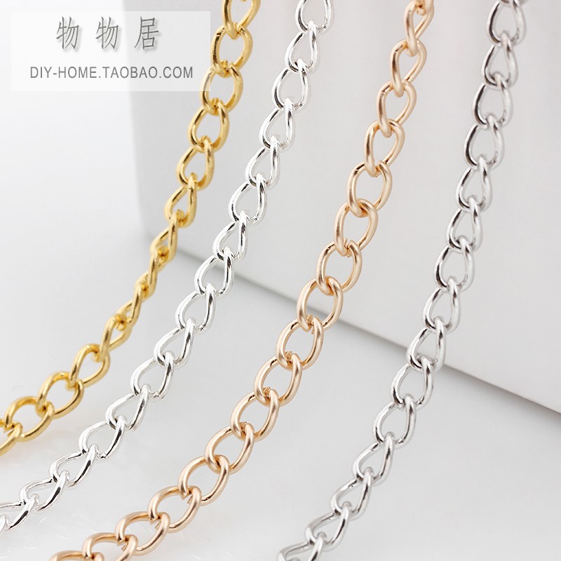 工厂销金色白K加密链子手工钥匙链铁链条制作广告牌车Z位吊牌链挂