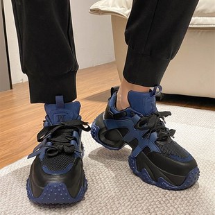 2023秋季新款运动休闲鞋子男一对情侣款厚底内增高10CM老爹鞋潮女
