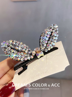 店主自留兔耳朵发夹潮闪亮钻俏皮发箍减龄少女满钻细发箍边夹发卡