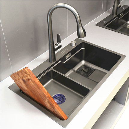 SUS304不锈钢纳米水槽手工加厚大单槽家用厨房洗菜盆台下洗碗池