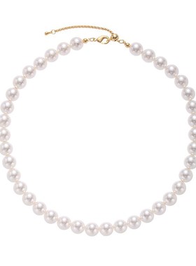 黄铜镀18K真金 法式时尚优雅气质简约款施家珍Q珠锁骨链项链秋冬