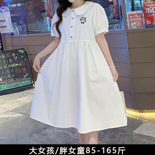 胖女孩公主裙加肥加大大尺码初中学生夏装胖童女大童洋装女童裙子