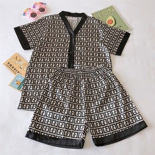 Silk Summer Sets Ice 速发2022 Women Neck Pajamas