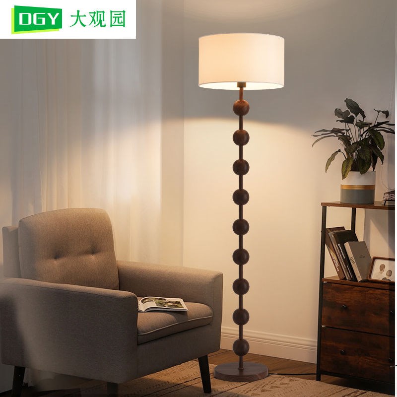 新中式侘寂风百褶中古落地灯复古法式客厅沙发氛围灯卧室床头灯