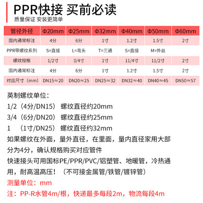 推荐PPR水管配件外丝直接4分20 6分25热熔管接头管件