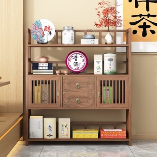 实木新中式茶柜置物架博古架茶叶柜茶室茶具茶叶展示柜多宝阁收纳