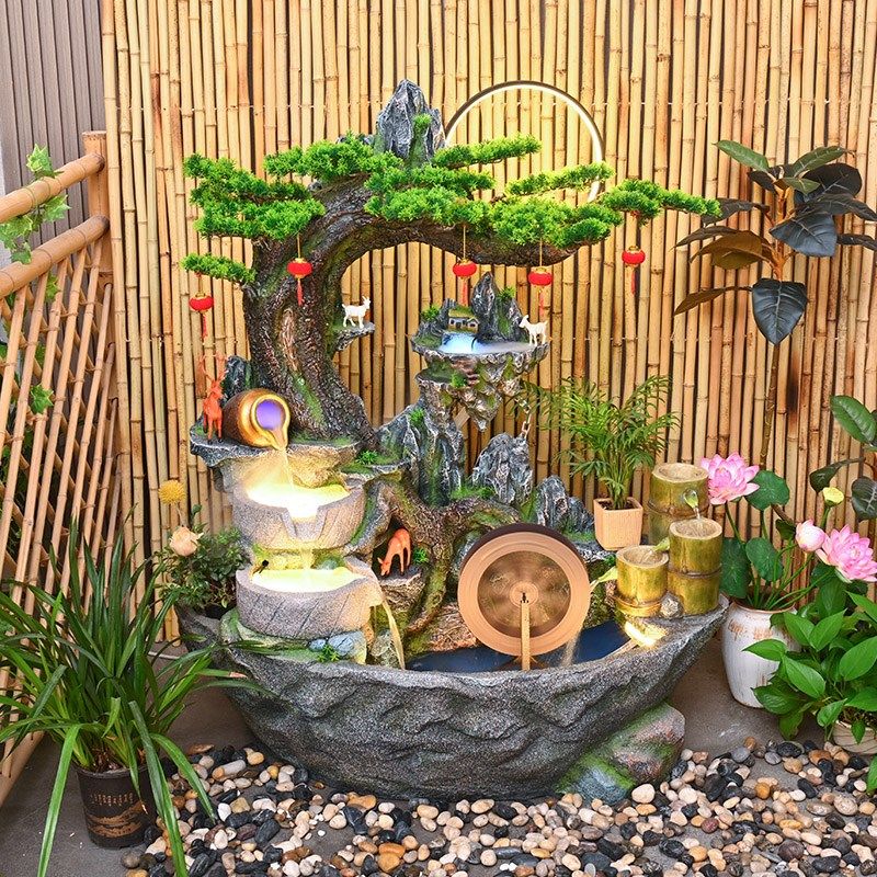 田园庭院鱼池假山造景室内阳台鱼缸流水景观摆件循环水景花园布置,家居饰品,落地摆件,淘宝优惠券,粉丝福利购,淘宝优惠卷