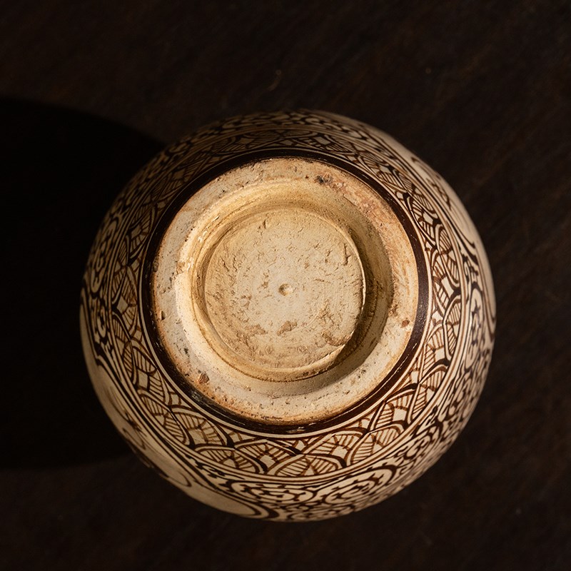 清代吉州窑黄釉酱彩海棠开窗鹿纹梅瓶文玩古董瓷器艺术品装饰摆件