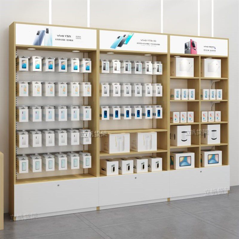 手机店配件展示架木质潮品壳膜配件展示柜手机配件柜靠墙手机柜台