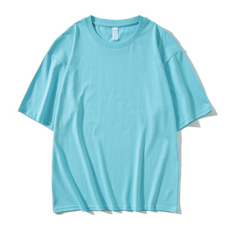班服定制宽松落肩五分袖定制t恤印logo印字男女短信广告衫