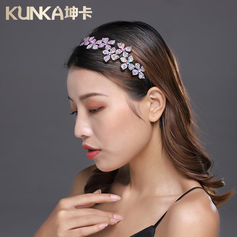 发箍宽边花朵水钻韩版甜美头箍细防滑镶钻仙女头饰水晶压发卡