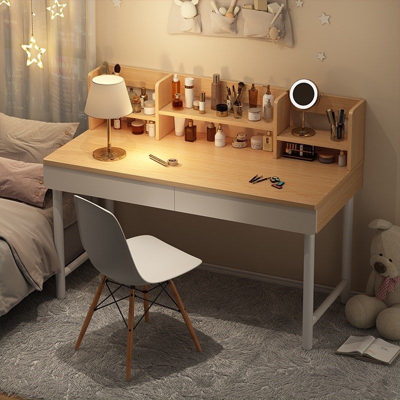 奶油风书桌书架一体桌家用电脑桌卧室女生化妆桌学生写字学习桌子,住宅家具,电脑桌,淘宝优惠券,粉丝福利购,淘宝优惠卷