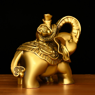纯铜大象摆件一对吸水象铜象办公室客厅玄关工艺品大号招財鎮宅象