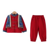 儿童国风古装 汉服男童秋冬季 宝宝唐装 少数民族服装 演出服 加绒套装