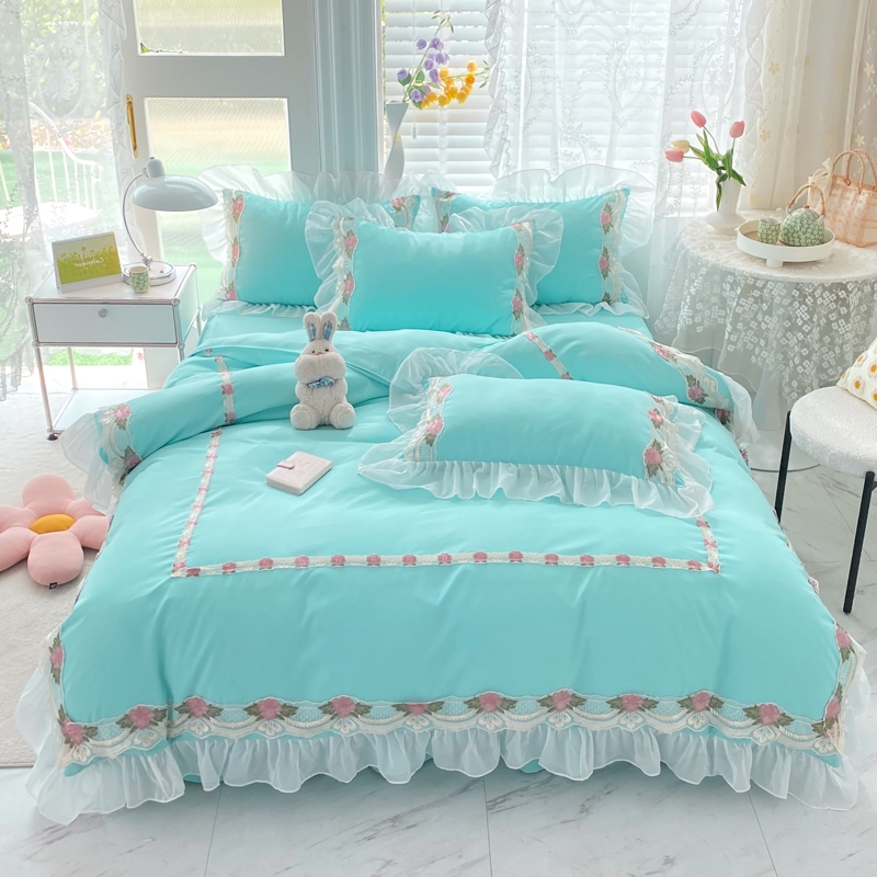 韩式公主风床裙四件套全棉雪纺花边被套被罩床套床罩款少女心,床上用品,学生床品套件,淘宝优惠券,粉丝福利购,淘宝优惠卷