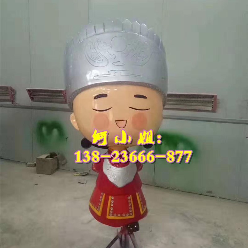 景区少数民族卡通小女孩雕塑玻璃钢蒙古族公仔人物偶娃娃塑像摆件