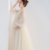 影楼新款 网红孕妇照摄影仙v气网纱连衣裙清新孕妇甜美拍照主题服