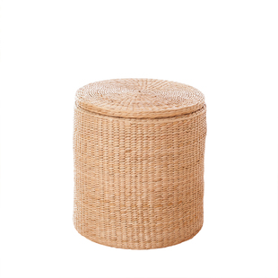 新款草编换鞋凳实木储物凳子可坐人有盖整理藤编收纳箱搁脚沙发凳