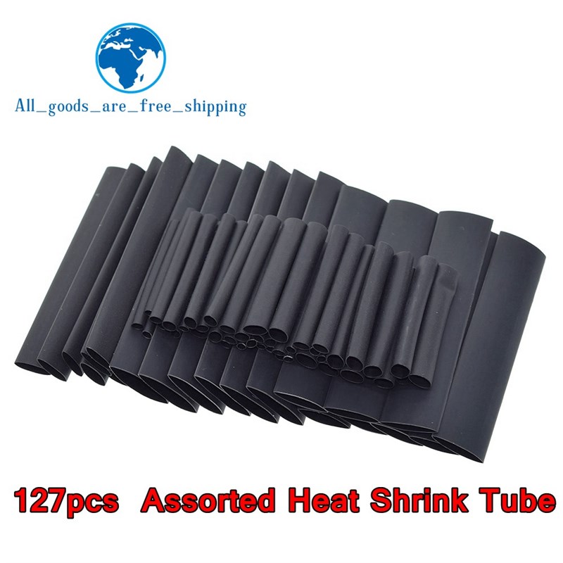 127pcs/set Assorted Heat Shrink Tube Black Wire Wrap Electri 电子元器件市场 外设配件 原图主图