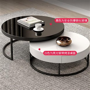 板竹者 简岩圆形茶几北欧轻奢客厅家用约执茶几电视柜 电视柜 意式