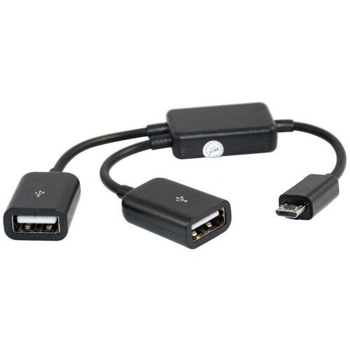 Micro USB Host Cable,Micro USB Male to 2X Type A Dual USB F