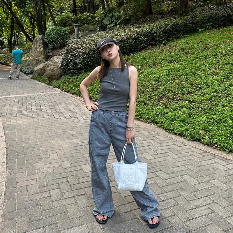 Our2辣妹显瘦背心修身上衣女2024G夏季新款韩版打底无袖上衣小衫