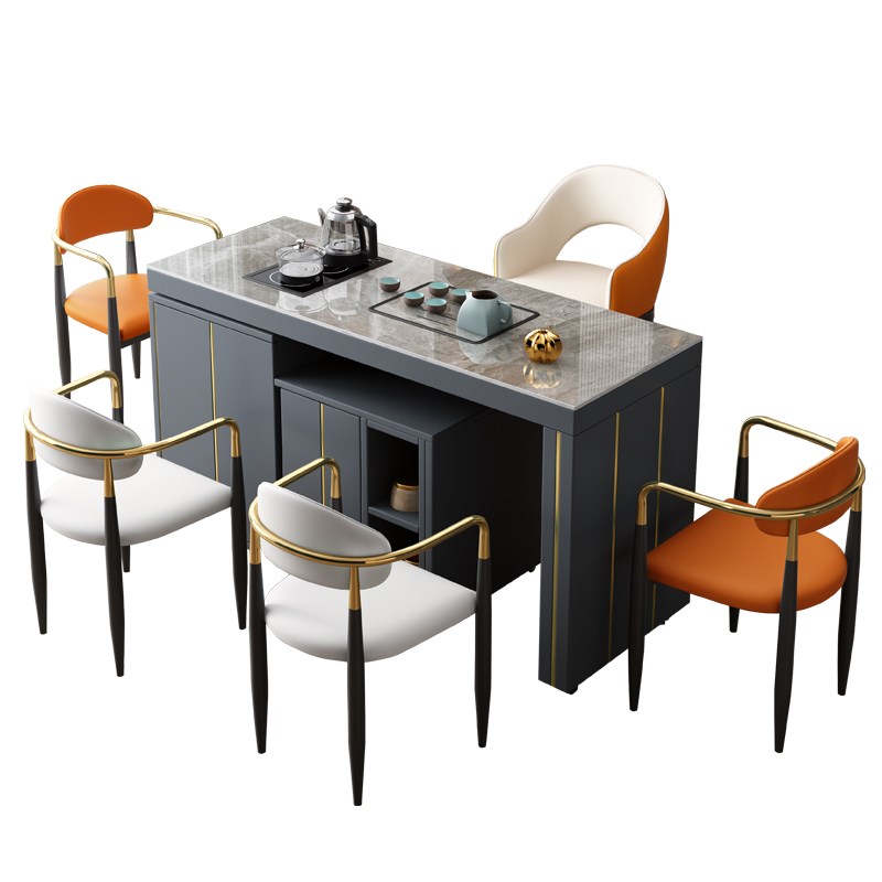 阳台茶车可旋转家用茶桌客厅小型可移动茶桌椅组合轻奢岩板泡茶桌