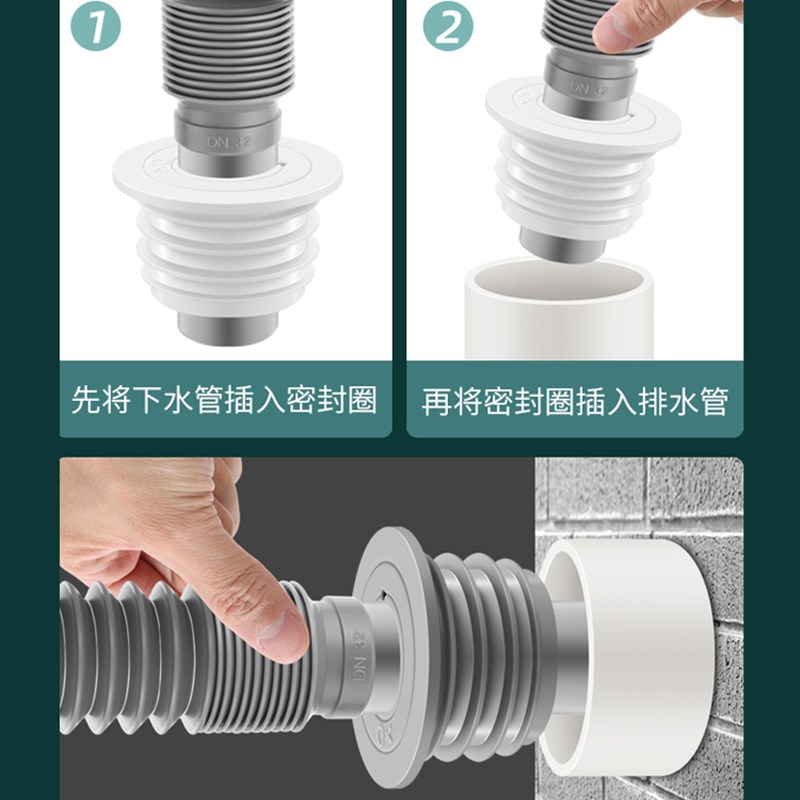 洗衣机下水管道防臭密封圈神器50管密封塞墙排道防返溢堵地漏厨房