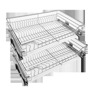 直销飞鸥定制304不锈钢橱柜浅柜双层拉篮碗碟篮T厨房调味篮工具篮