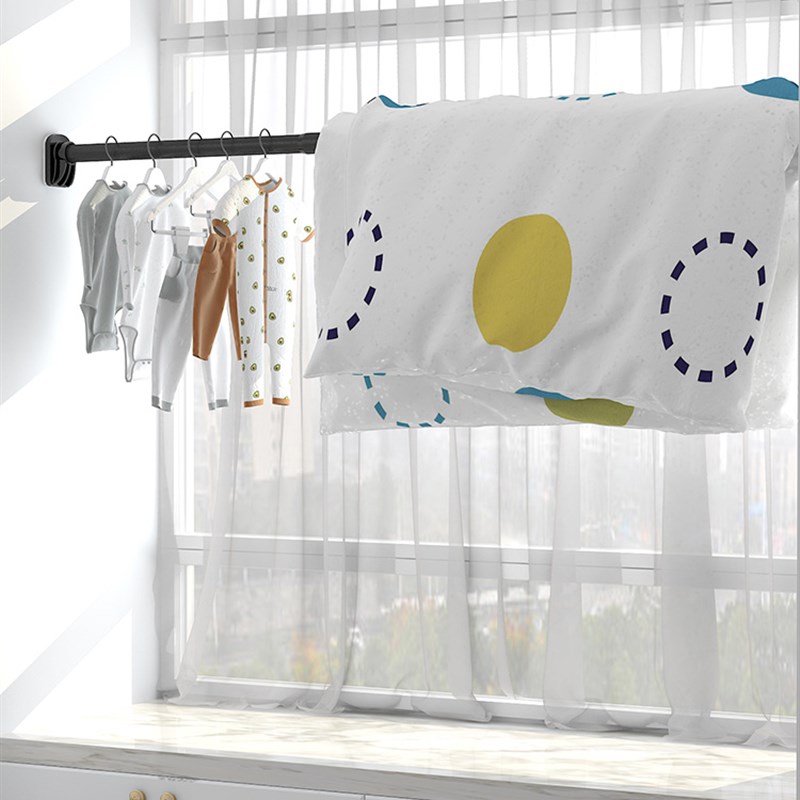 免打孔伸缩晾衣绳室内隐形晾衣架卫生间阳台晒P衣神器晒被子晾衣